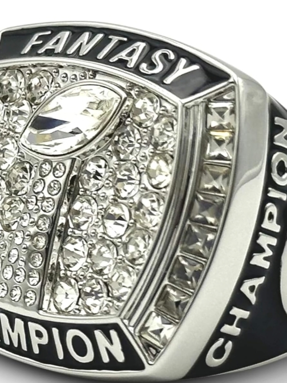 π£ Fantasy Football π Championship πSilver Tone Trophy Collectable Ring SZ 13 - Picture 2 of 9